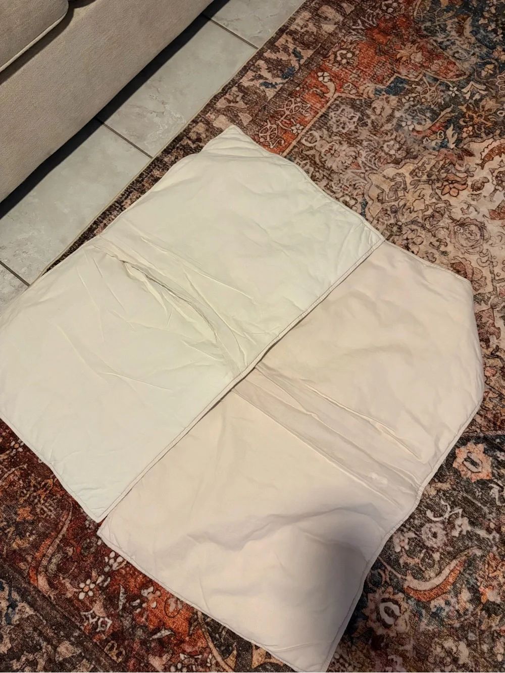 2 Pottery Barn GAUZE KING 36x20 Cream Fabric Care Tag Close-Up